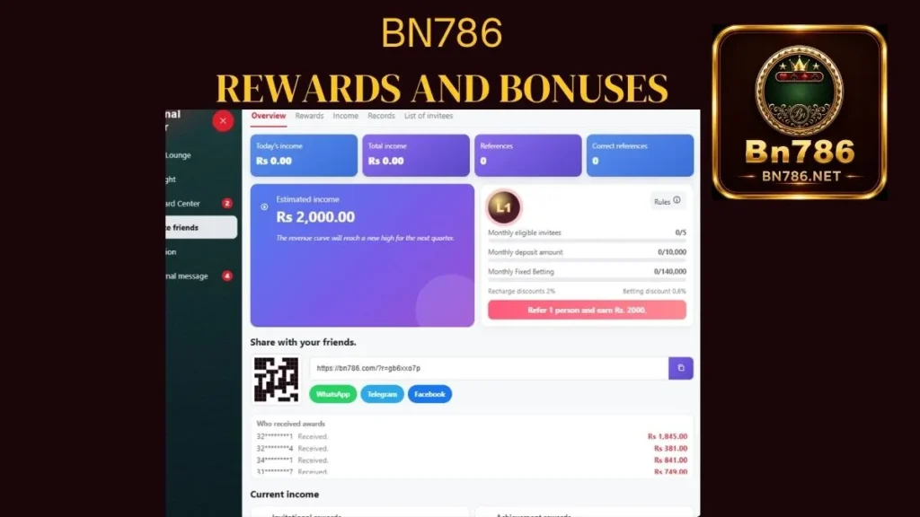 bn786 rewards and bonuses